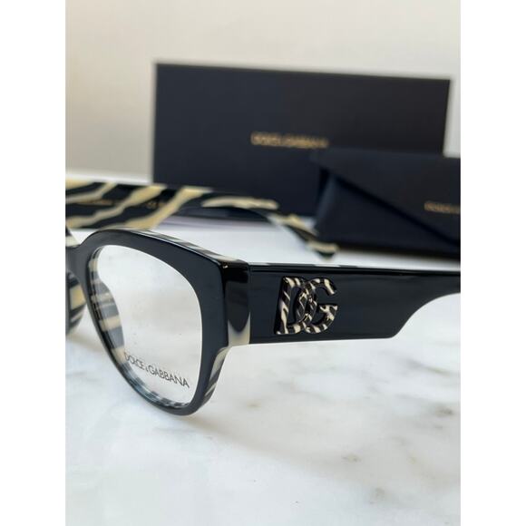 NEW Dolce Gabbana DG3377 Black Zebra Cat Eyeglasses Frames - Picture 4 of 8